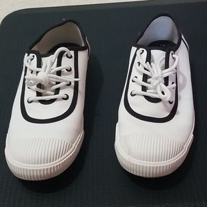 TOMS white and black canvas Carmel sneaker